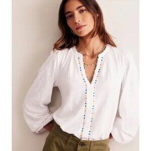 Boden Ali Pom Jersey Top White Rainbow Size US 20 22